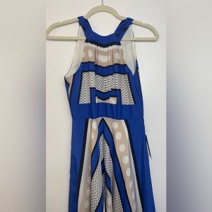 Blue and Beige Halter Dress